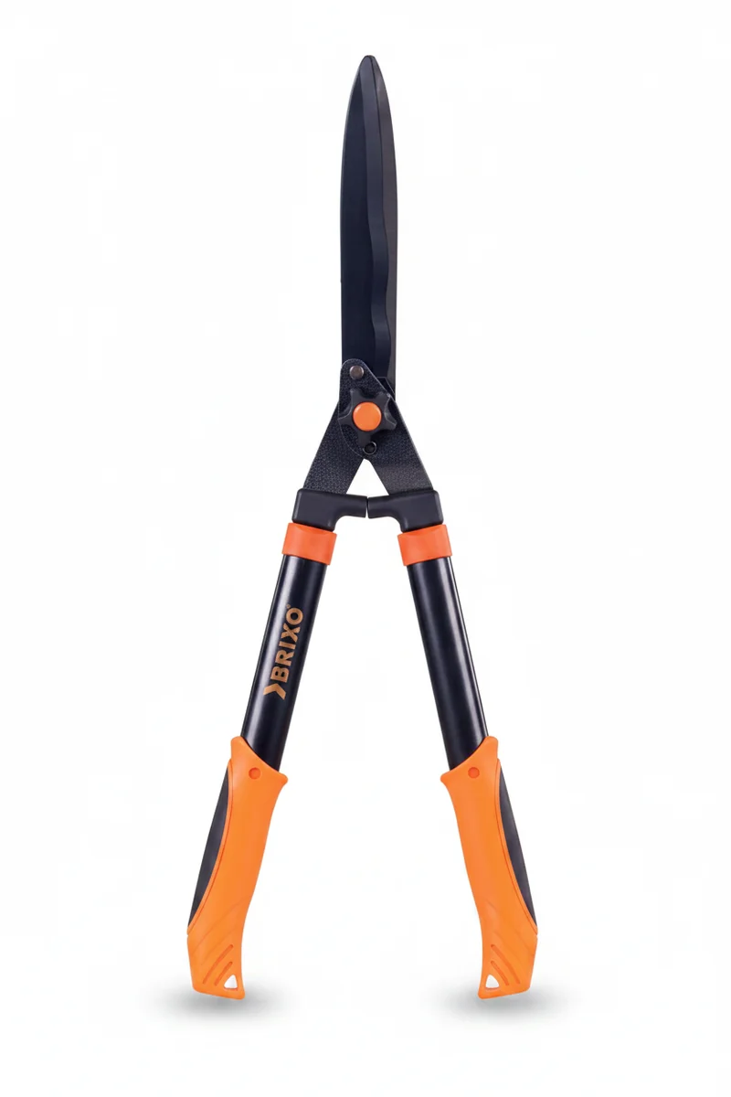 BRIXO - Forbici Tagliasiepi Regolabili Steel Line 540047 | 55cm | Lama Ondulata Teflon | Manici Acciaio