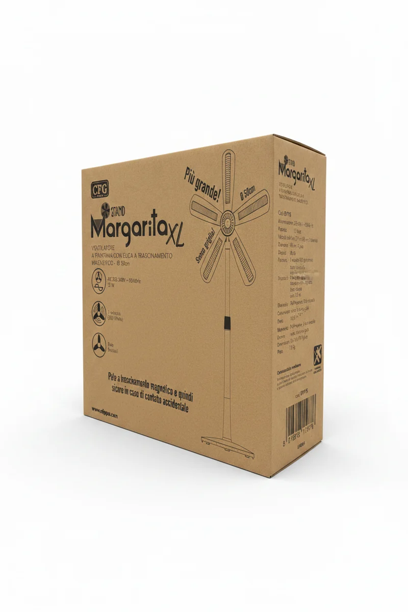 CFG - Ventilatore a Piantana Margarita XL Stand | Ø 50cm | 12W | Pale Magnetiche | Senza Griglia