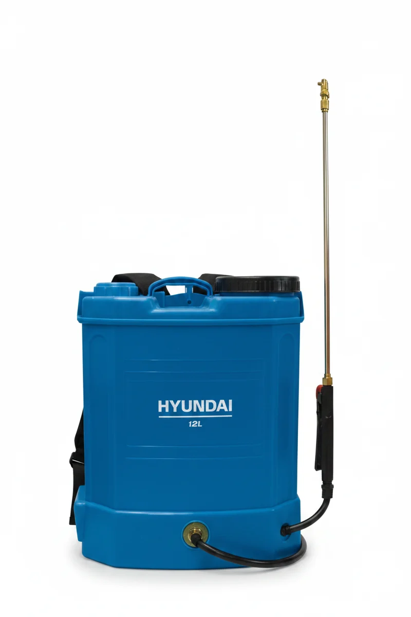 HYUNDAI - Pompa Irroratrice a Spalla a Batteria 12L 25910 | 12V 8Ah Litio | 4 Ugelli | Lancia Inox