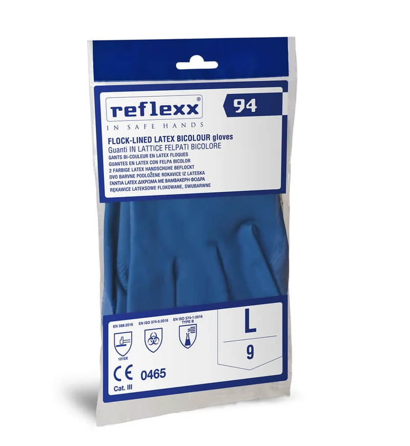 Guanti in lattice Riutilizzabili Bicolore Reflexx 94 – gr. 80 (M)