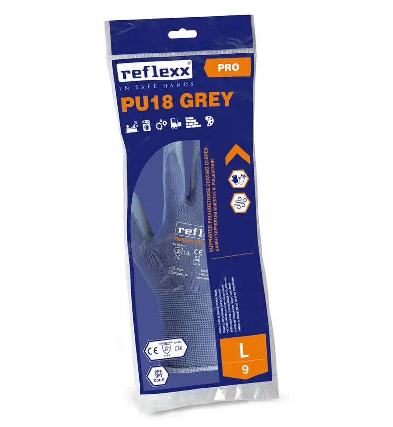 Guanti da lavoro Supportati In Poliuretano Reflexx PU18 Grey