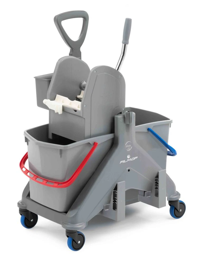 ONEFRED - carrello in plastica con maniglia plastica, cassetta e reggiscopa