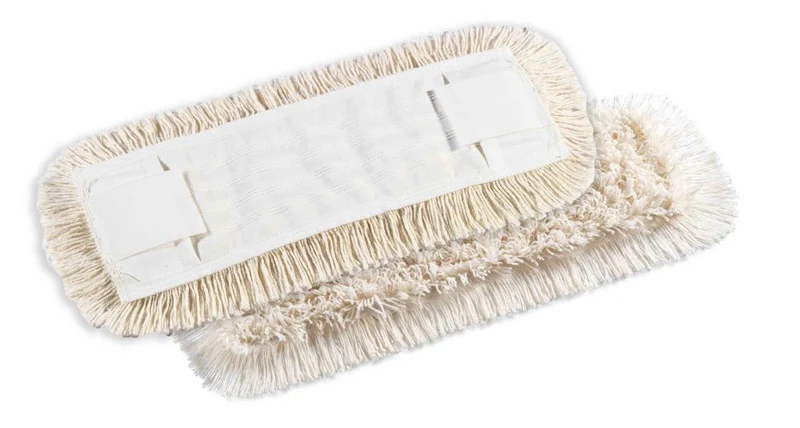 Frangia in cotone, supporto in tela poliestere, filo continuo interno e tagliato esterno, con tasche e alette