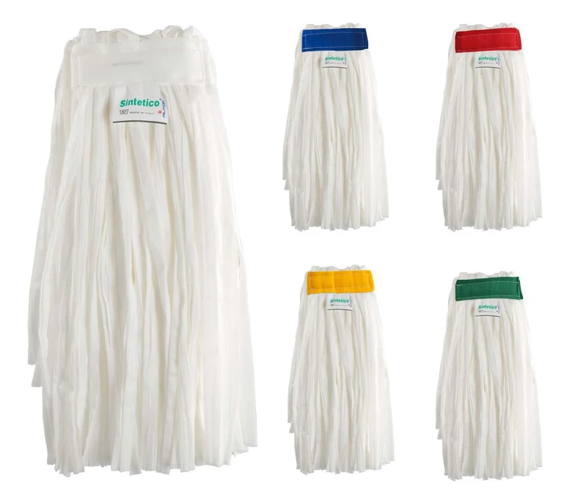 Mop sintetico bianco GR.250, con supporto colorato