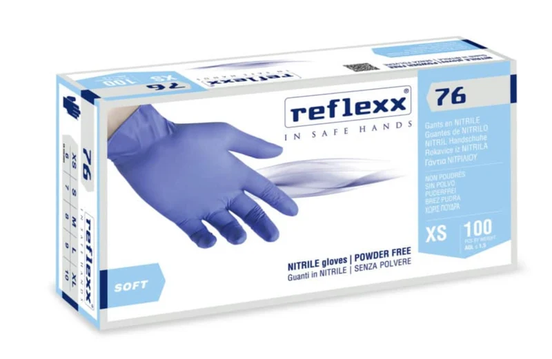 Guanti In Nitrile Senza Polvere Reflexx 76 – gr. 3,5 (M)