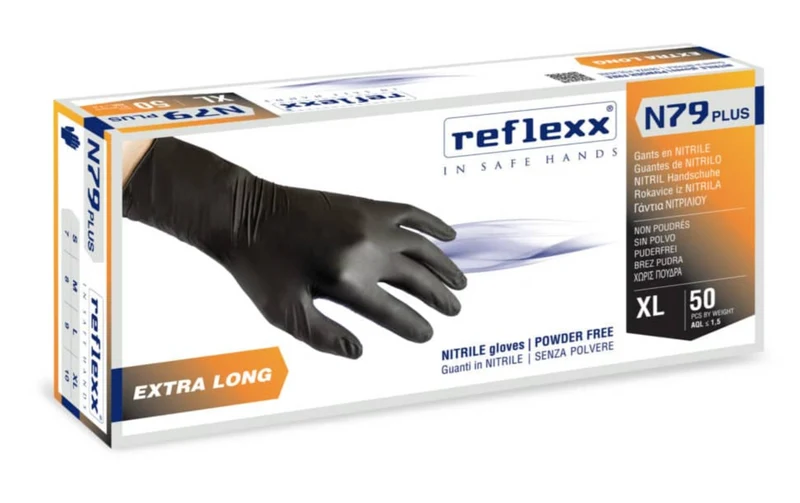 Guanti In Nitrile Senza Polvere Reflexx N79 Plus – Extra Lungo 30 cm – gr 7,7