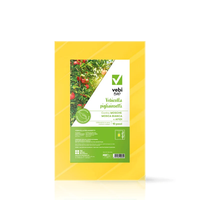 VEBI - Vebicolla Pigliainsetti 00934 | 10 Fogli Cromotropici Gialli | Afidi Tripidi Aleurodidi Mosche | Pesticides Free | Bio