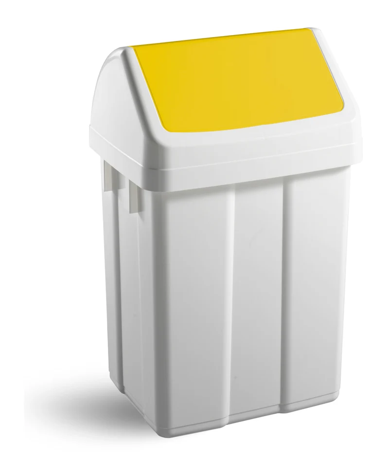 PATTY - contenitore gettacarta in plastica bianco con coperchio basculante colorato