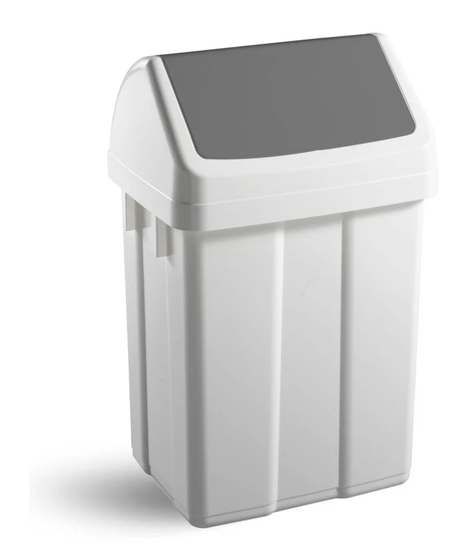 PATTY - contenitore gettacarta in plastica bianco con coperchio basculante colorato