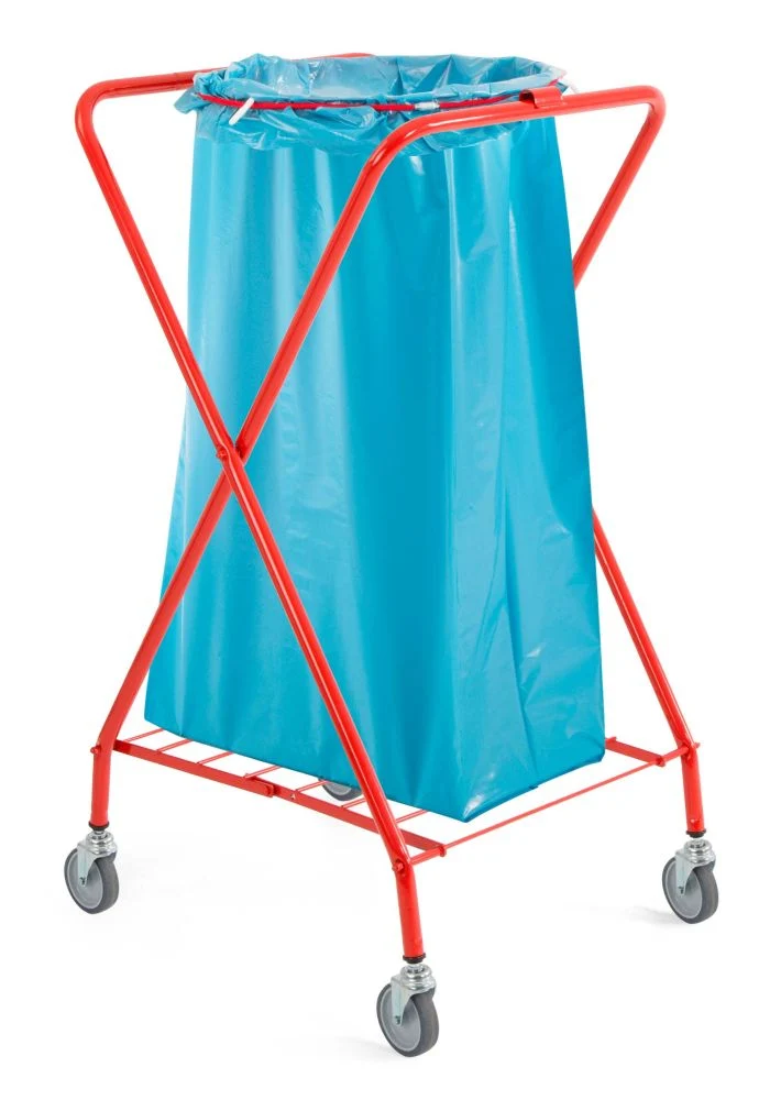 ROBBY - carrello portasacco a "X" verniciato con attacco rotondo, elastico e ruote piroettanti