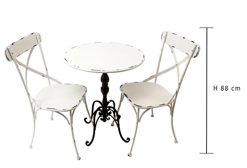 Set 2 Sedie con Tavolino in Metallo H 88 76 cm