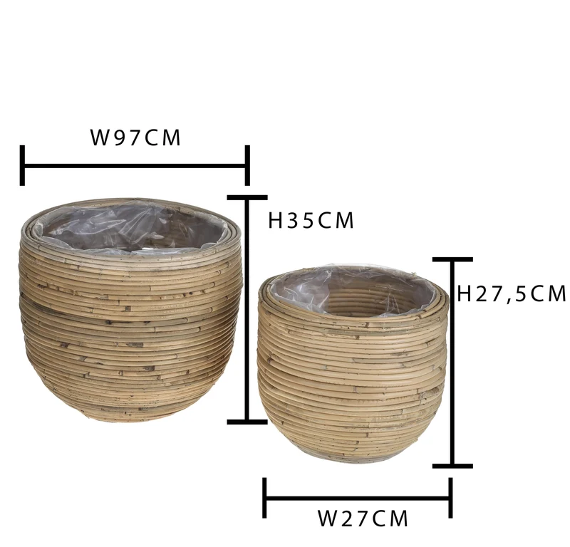 Set 2 Cesti in Materiale Rattan Willow H 275 cm