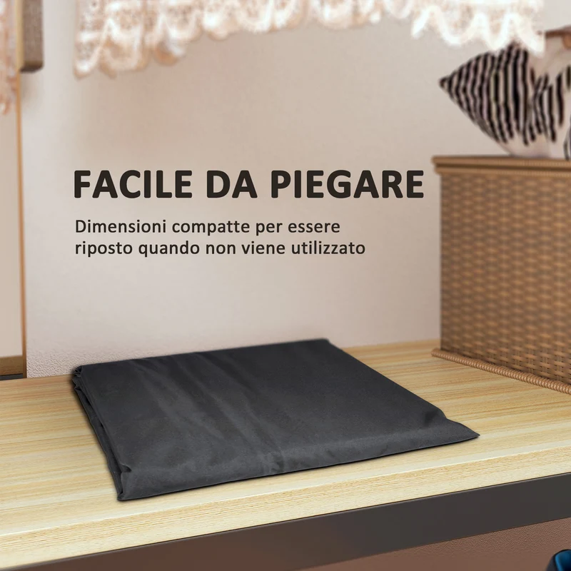 Borsa Portaoggetti Impermeabile 175x55x75 cm Capacità 720L con Maniglie in Tessuto Oxford 600D Nero