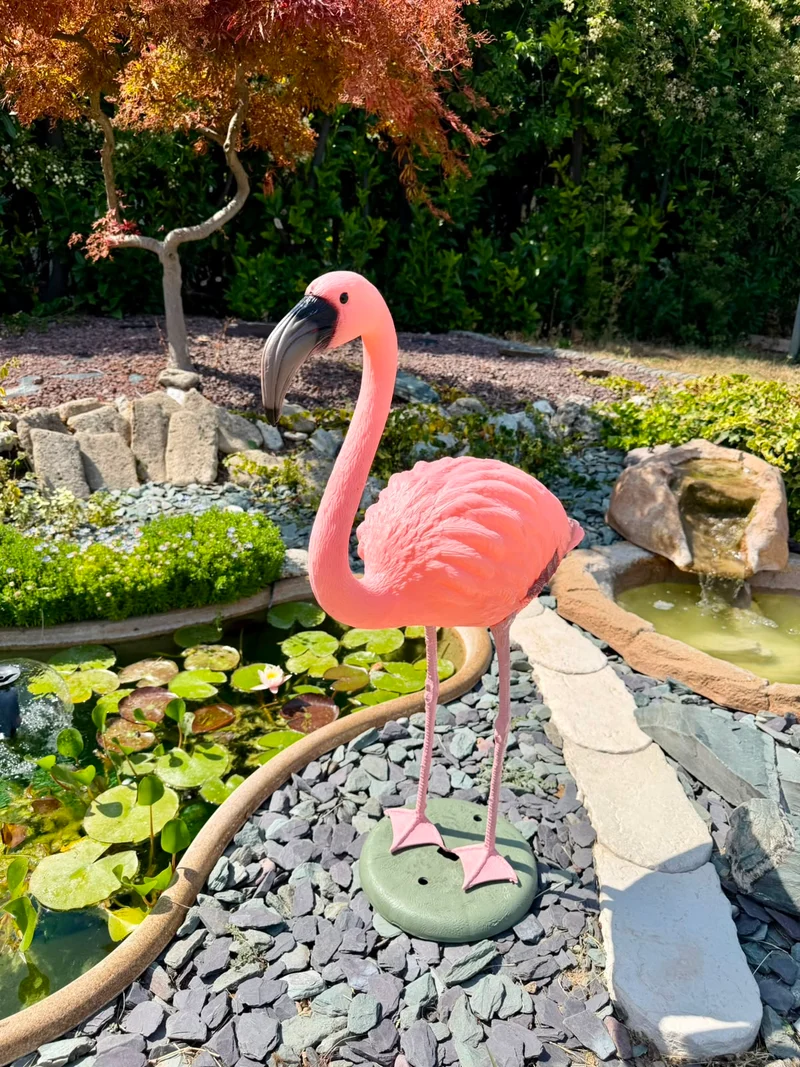 Fenicottero Rosa Decorativo H 80 cm per Laghetti da Giardino