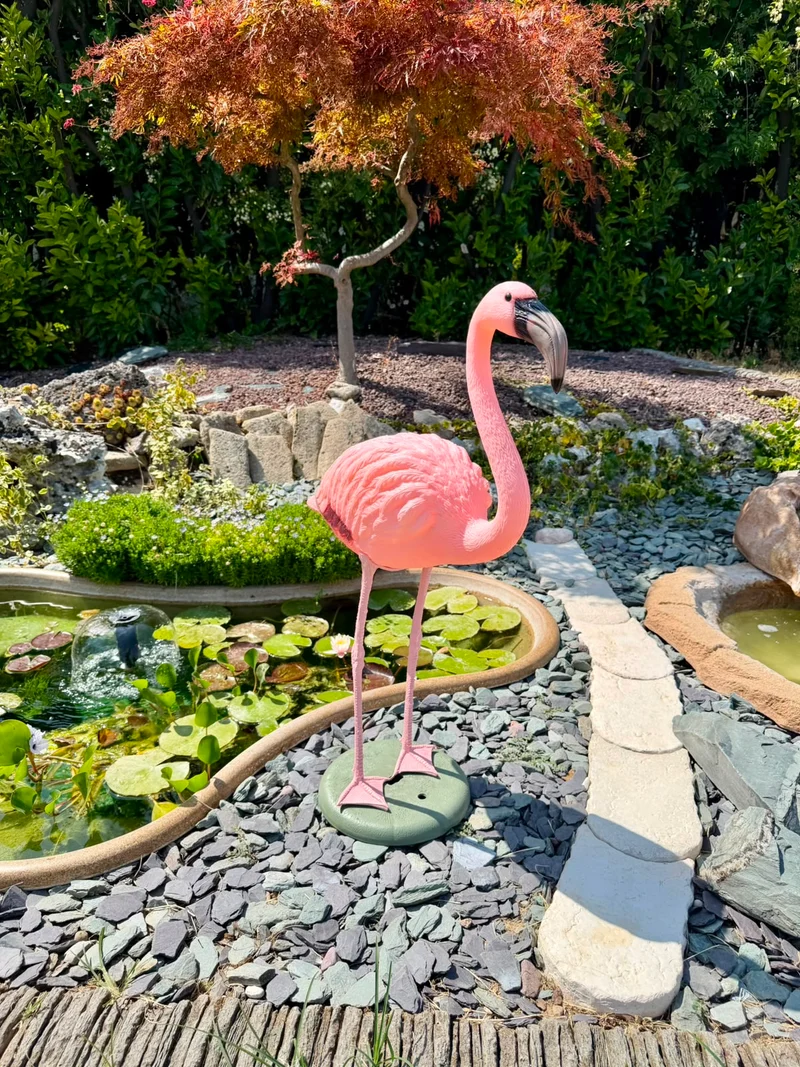 Fenicottero Rosa Decorativo H 80 cm per Laghetti da Giardino