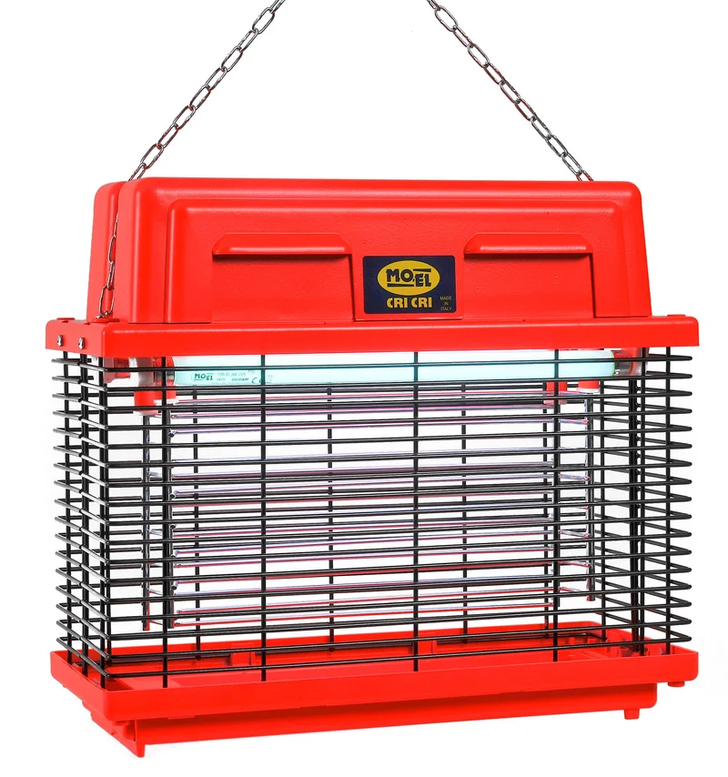 Zanzariera Elettrica 2 Lampade 30W Moel Cri-Cri Fluo Rosso Corallo