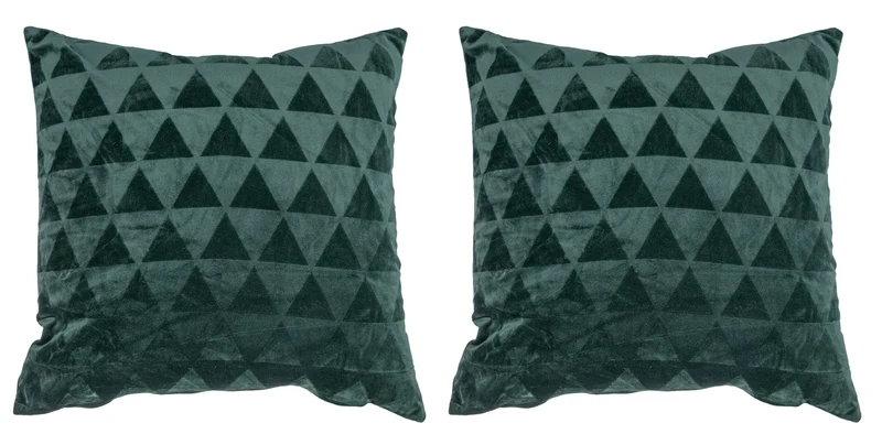 Set 2 Cuscini Decorativi 43x43x6 cm in Poliestere VdE Tivoli 1996 Triangoli Verde