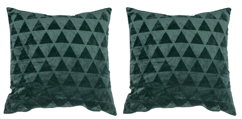 Set 2 Cuscini Decorativi 43x43x6 cm in Poliestere VdE Tivoli 1996 Triangoli Verde