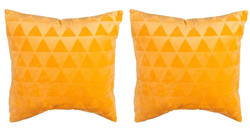 Set 2 Cuscini Decorativi 43x43x6 cm in Poliestere VdE Tivoli 1996 Furry Giallo Ocra