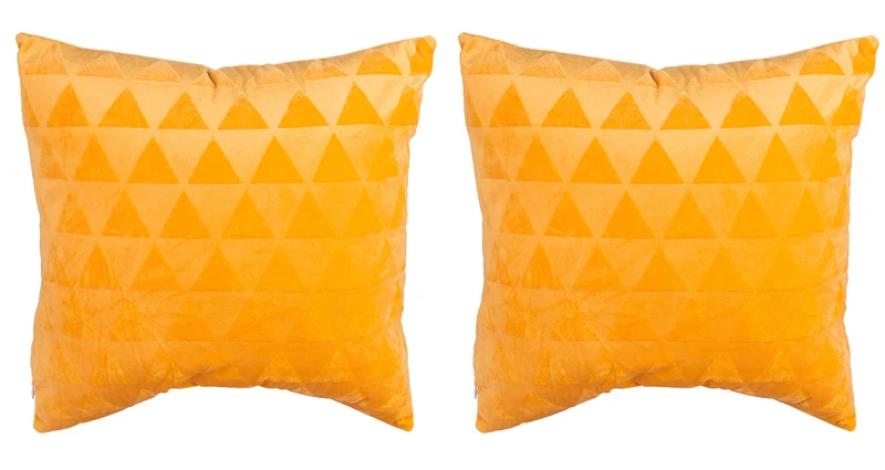 Set 2 Cuscini Decorativi 43x43x6 cm in Poliestere VdE Tivoli 1996 Furry Giallo Ocra