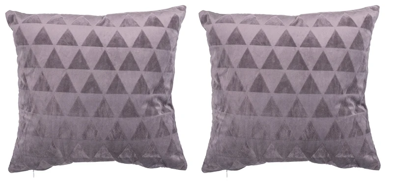Set 2 Cuscini Decorativi 43x43x6 cm in Poliestere VdE Tivoli 1996 Triangoli Grigio