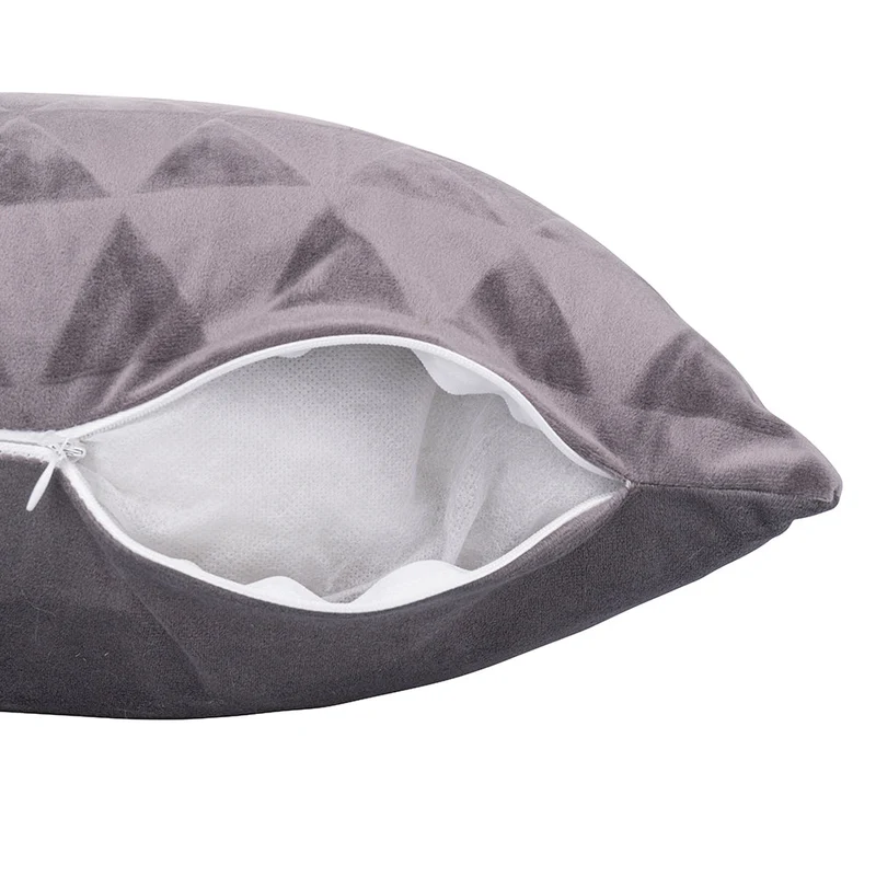 Set 2 Cuscini Decorativi 43x43x6 cm in Poliestere VdE Tivoli 1996 Triangoli Grigio