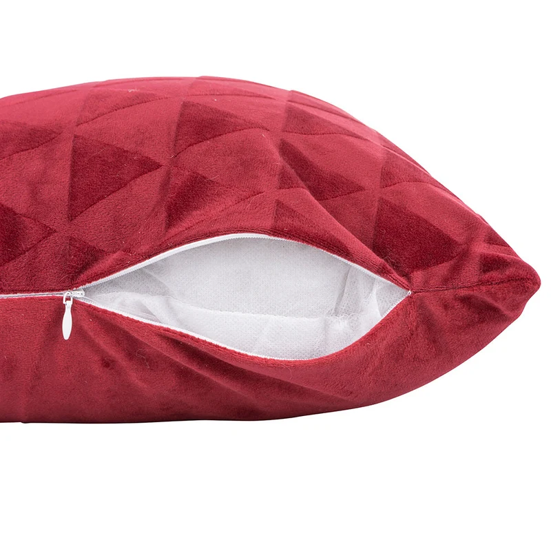Set 2 Cuscini Decorativi 43x43x6 cm in Poliestere VdE Tivoli 1996 Triangoli Rosso