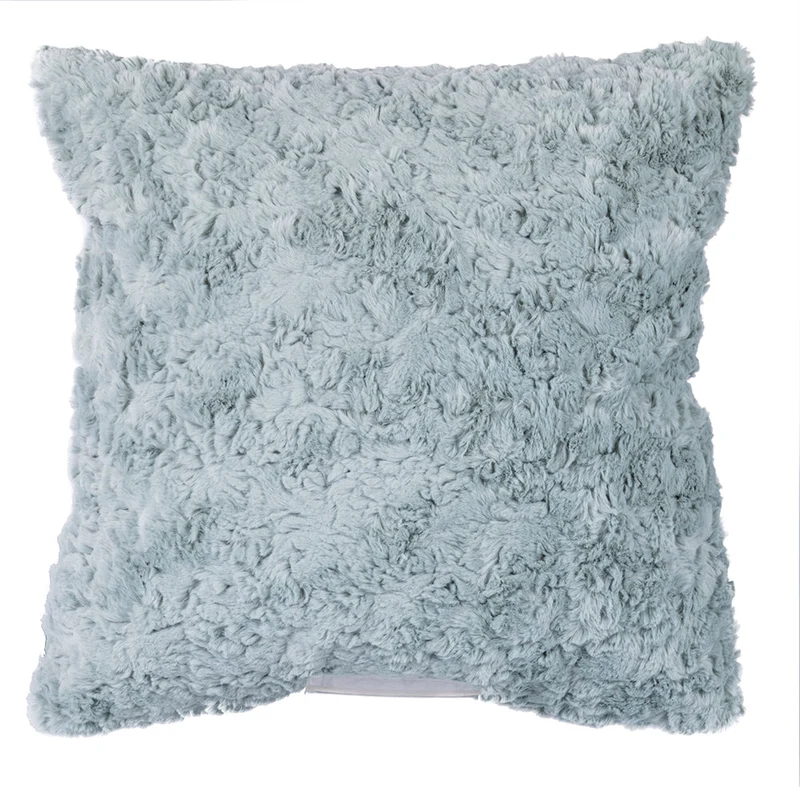 Set 2 Cuscini Decorativi 43x43x6 cm in Poliestere VdE Tivoli 1996 Furry Verde Salvia
