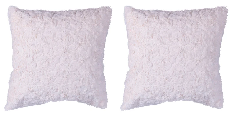 Set 2 Cuscini Decorativi 43x43x6 cm in Poliestere VdE Tivoli 1996 Furry Bianco