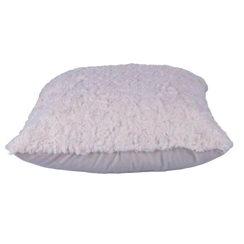 Set 2 Cuscini Decorativi 43x43x6 cm in Poliestere VdE Tivoli 1996 Furry Bianco