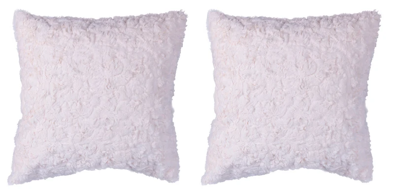 Set 2 Cuscini Decorativi 43x43x6 cm in Poliestere VdE Tivoli 1996 Furry Bianco