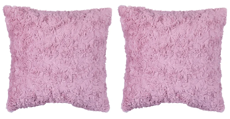 Set 2 Cuscini Decorativi 43x43x6 cm in Poliestere VdE Tivoli 1996 Furry Rosa