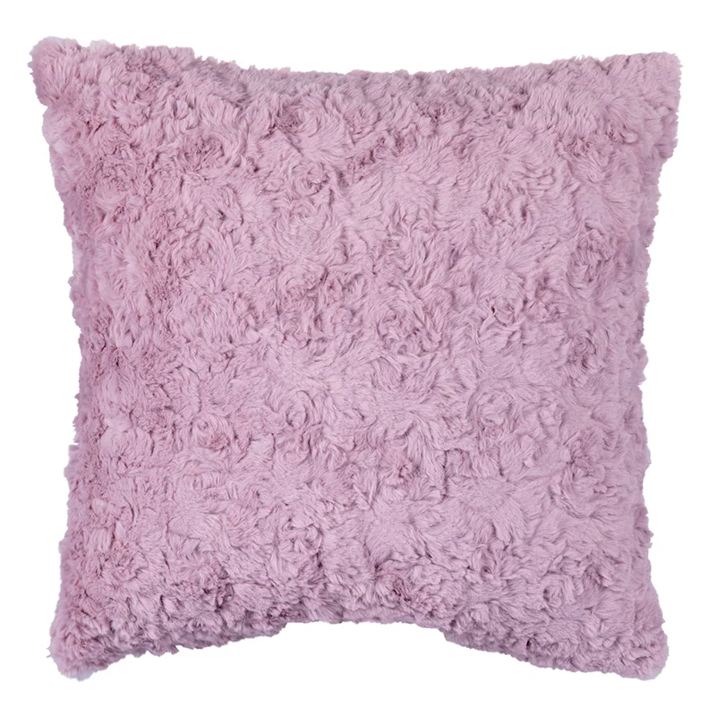 Set 2 Cuscini Decorativi 43x43x6 cm in Poliestere VdE Tivoli 1996 Furry Rosa