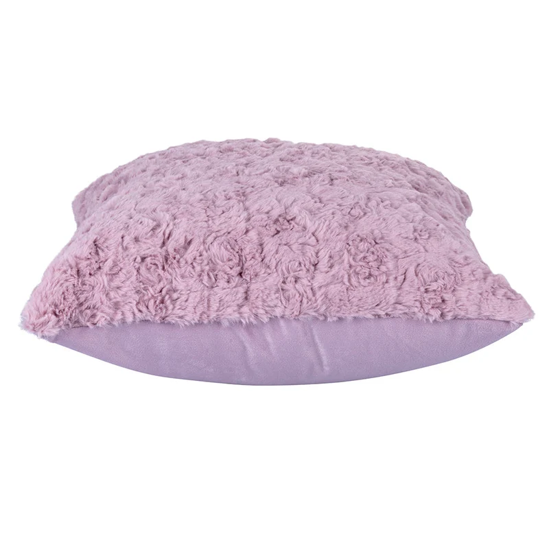 Set 2 Cuscini Decorativi 43x43x6 cm in Poliestere VdE Tivoli 1996 Furry Rosa
