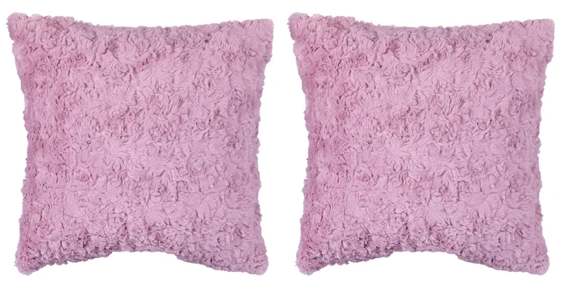 Set 2 Cuscini Decorativi 43x43x6 cm in Poliestere VdE Tivoli 1996 Furry Rosa