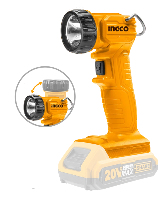 INGCO Lampada da lavoro a batteria 20V 150 lumen – Corpo macchina – CWLI2023
