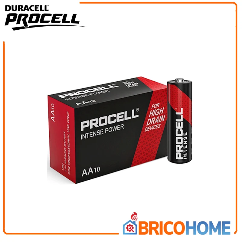 DURACELL PROCELL - Batterie Alcaline Stilo AA Intense | Scatola 10 Pile | 3.072 mAh | 1,5V