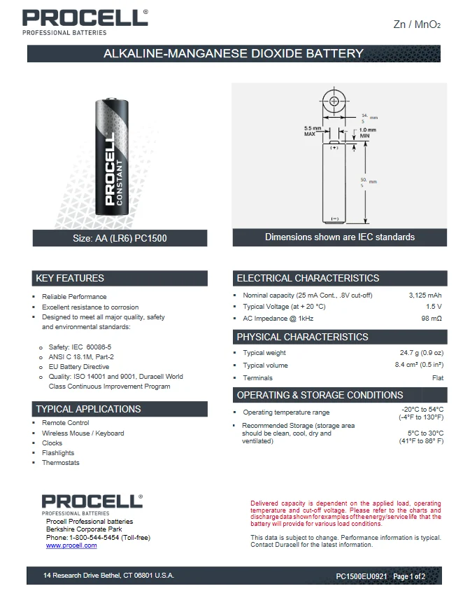 DURACELL PROCELL - Batterie Alcaline Stilo AA Intense | Scatola 10 Pile | 3.072 mAh | 1,5V