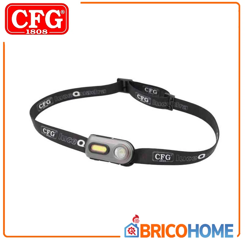 CFG - Torcia da Testa Ricaricabile TWIN LIGHT EL091 | 400 Lumen Turbo | COB LED + SPOT LED | IP54 | USB | 51g