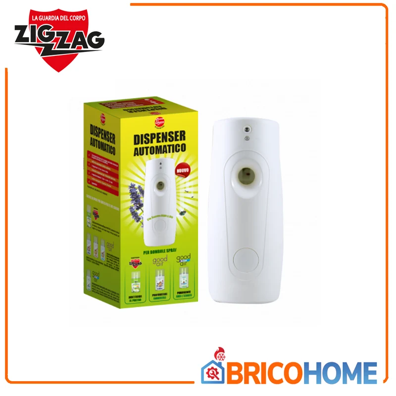 ZIG ZAG - Erogatore Automatico Soffio Plus LIBDN | Doppio Uso Insetticida e Deodorante | Luce LED | Sensore Luce | A Batteria