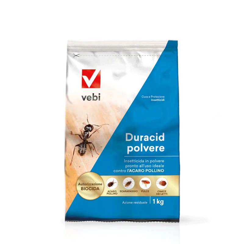 VEBI - DURACID Insetticida Piretroide in Polvere | Pronto all'Uso | Formiche Scarafaggi Cimici Zecche | 1 kg