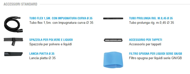 Aspirapolvere aspiraliquidi 1000W - FASA WS 20