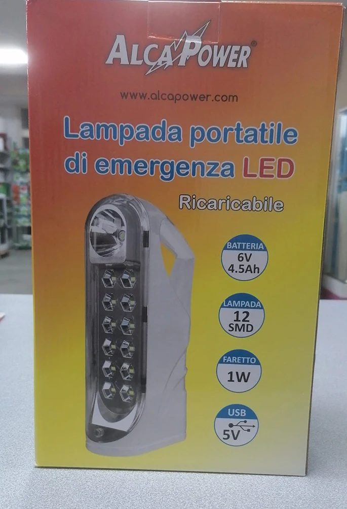 Lampada Portatile d'emergenza a Led Ricaricabile