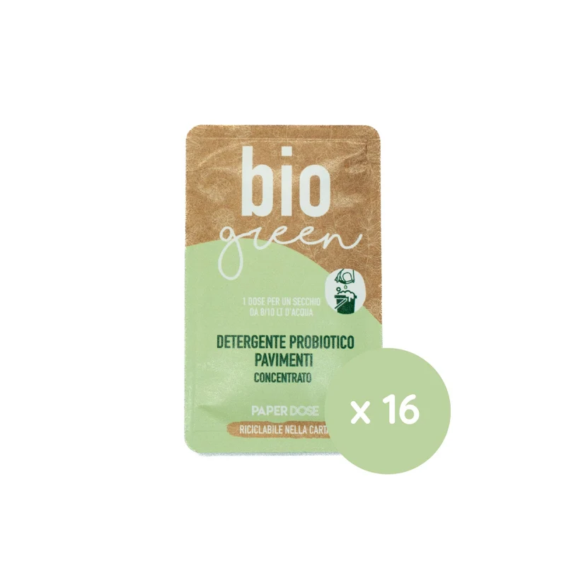 Detergente probiotico per pavimenti in monodose riciclabile nella carta Arco Chimica Paper Dose Bio Green Pavimenti confezione 80 monodosi da 15 ml DISPONIBILE IN 10 GIORNI LAVORATIVI
