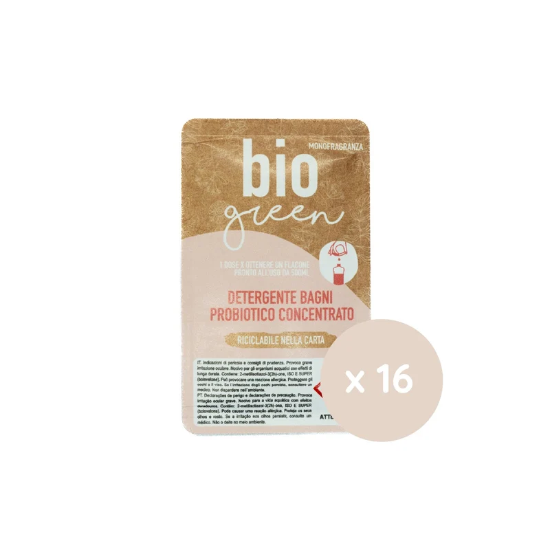 Detergente probiotico per bagni in monodose riciclabile nella carta Arco Chimica Paper Dose Bio Green Bagni confezione 80 monodosi da 15 ml DISPONIBILE IN 10 GIORNI LAVORATIVI