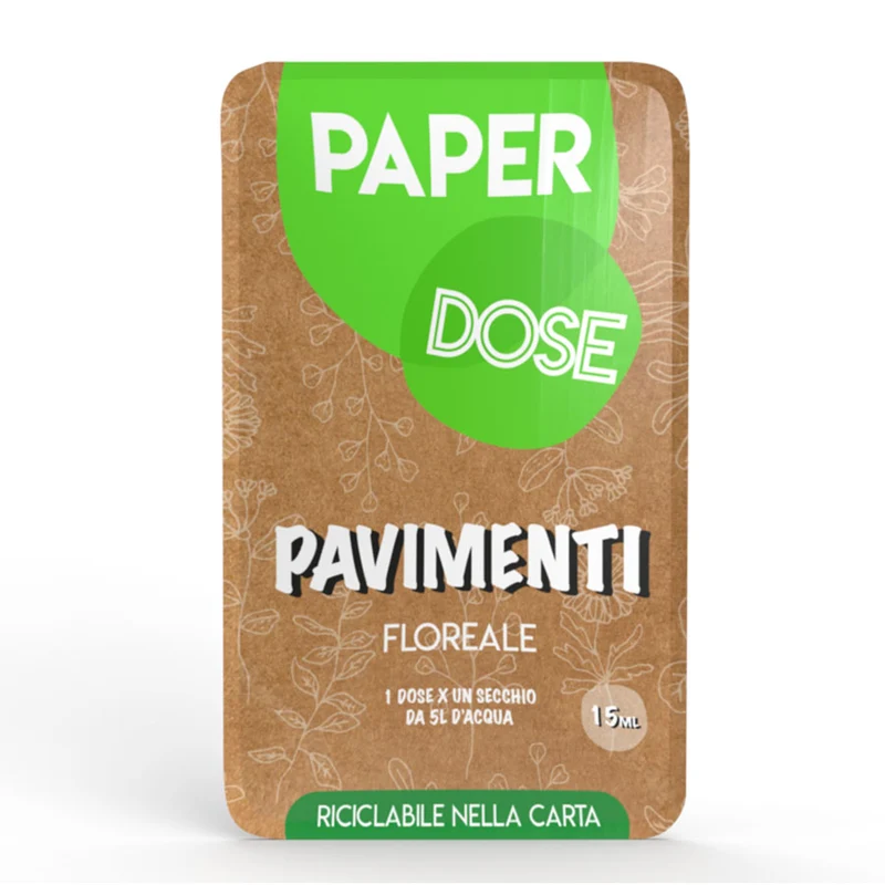 Detergente per pavimenti in monodose riciclabile nella carta Arco Chimica Paper Dose Pavimenti - Spring Flower confezione 80 monodosi da 15 ml DISPONIBILE IN 10 GIORNI LAVORATIVI