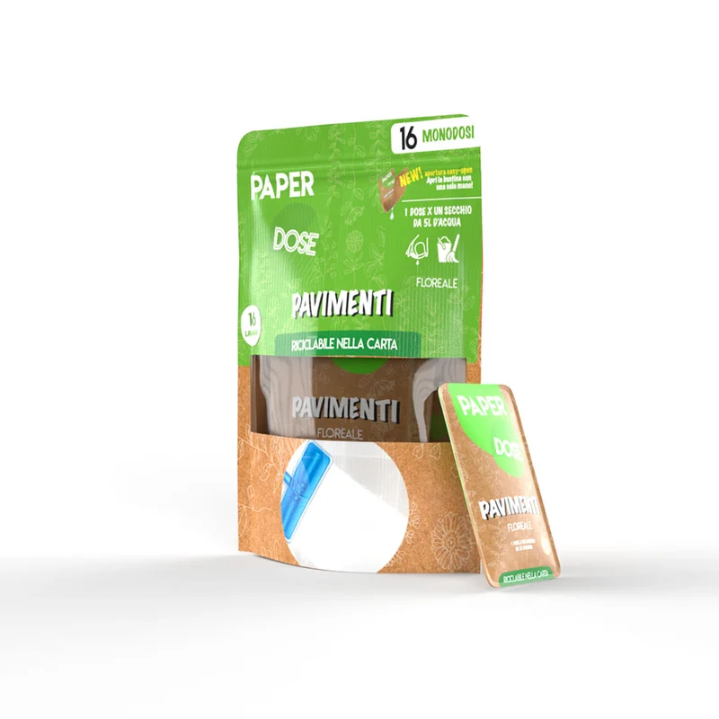 Detergente per pavimenti in monodose riciclabile nella carta Arco Chimica Paper Dose Pavimenti - Spring Flower confezione 80 monodosi da 15 ml DISPONIBILE IN 10 GIORNI LAVORATIVI