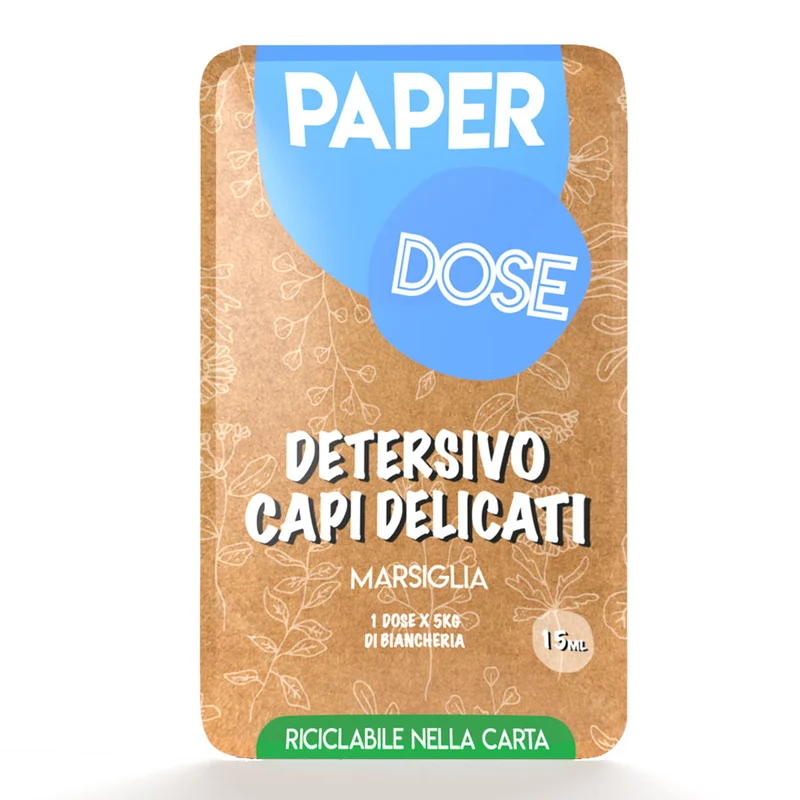 Detersivo per capi delicati in monodose riciclabile nella carta Arco Chimica Paper Dose Detersivo Capi Delicati confezione 80 monodosi da 15 ml DISPONIBILE IN 10 GIORNI LAVORATIVI