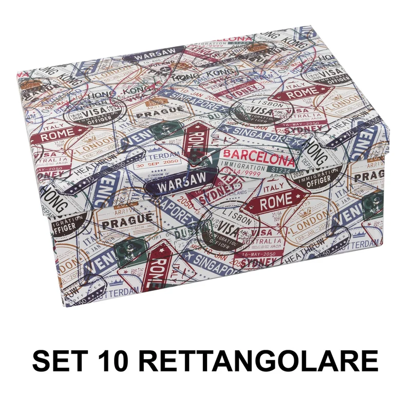 Set 10 Scatole cartone multicolor rettangolare