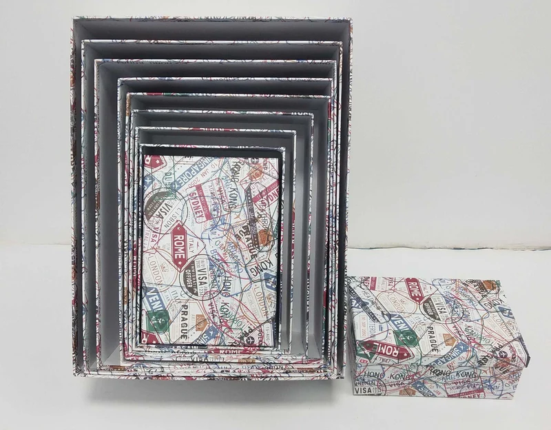 Set 10 Scatole cartone multicolor rettangolare